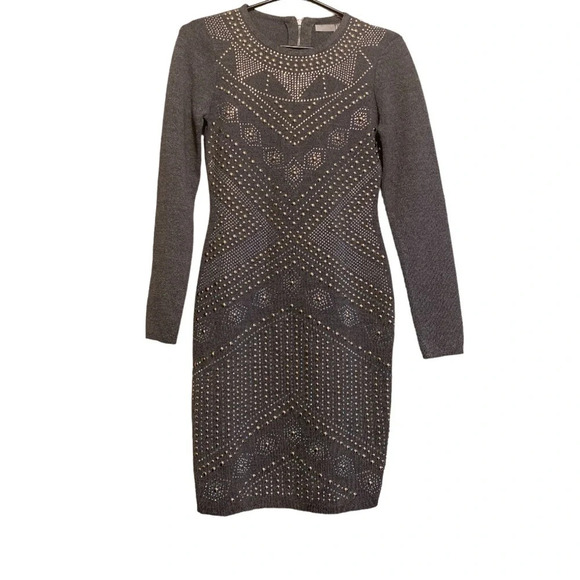 Allyson collection Grey sequins embellished long sleeve  body con dress - Picture 13 of 13